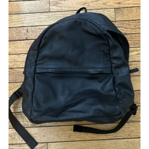 Frank and Oak Leather Backpack Black Rip Strap Zip Up